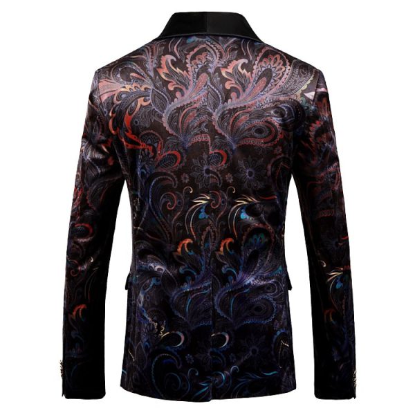 Blazer Men Luxury Print Shawl Collar Suit Jacket Men Wedding Dinner Party Stage Singer Costumes - Image 3