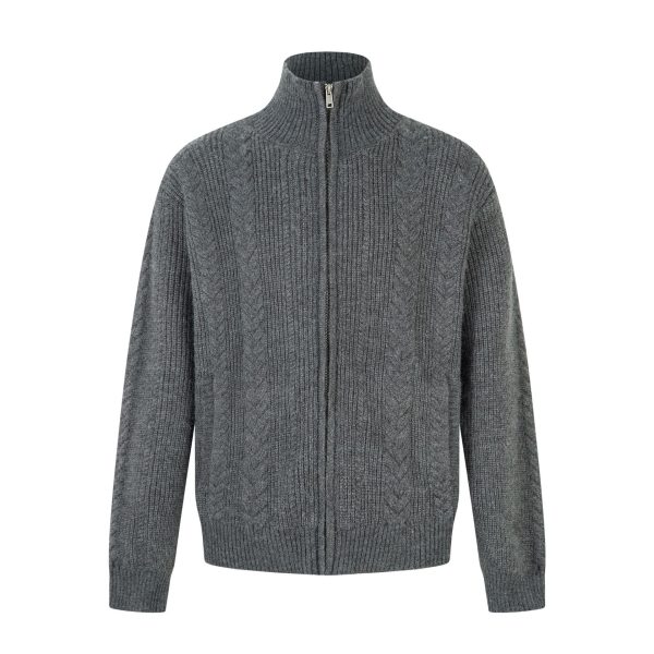 High neck sweater zipper coat Fried Dough Twists knitting sweater - Image 7