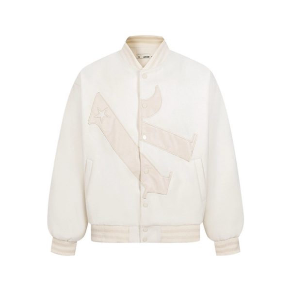 Leather Embroidered Splicing Jacket Coat - Image 3
