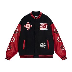 Alphabet Embroidered Splicing Coat