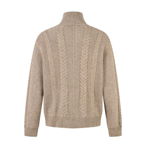 High neck sweater zipper coat Fried Dough Twists knitting sweater - Image 5