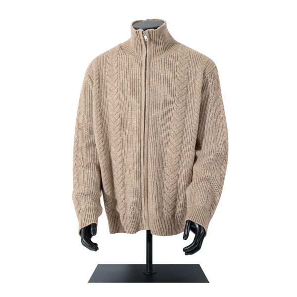 High neck sweater zipper coat Fried Dough Twists knitting sweater - Image 2