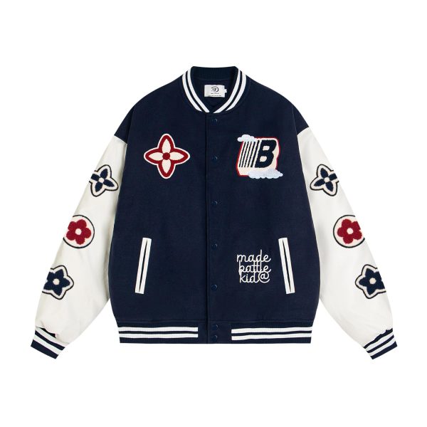 Alphabet Embroidered Splicing Coat - Image 7