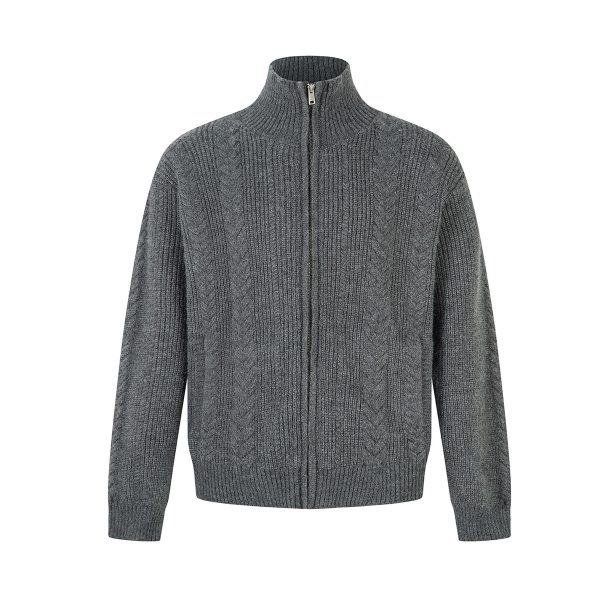 High neck sweater zipper coat Fried Dough Twists knitting sweater - Image 4