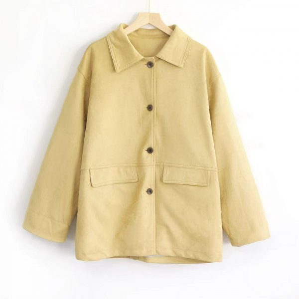 Autumn Windbreaker Coat Plaid Splicing  Style Retro High-Grade Workwear Overcoat - Image 4