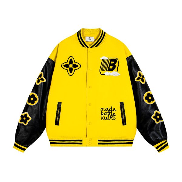 Alphabet Embroidered Splicing Coat - Image 8