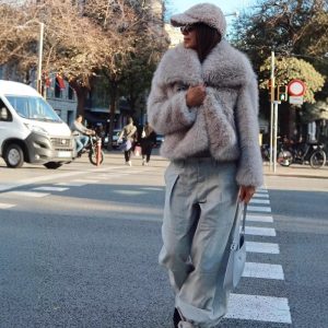 Women's Fashion Casual Faux Fur Large Lapel Coat