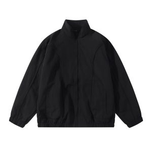 Solid Color Simple Stand Collar Jacket for Men and Women, Loose Casual Versatile Outerwear