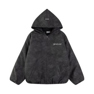 Tie dye black warm thick coat embroidered cotton jacket