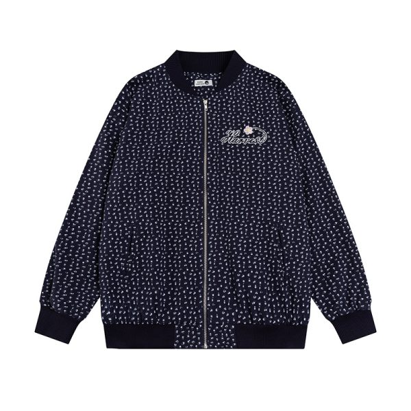 Floral printed baseball jacket for men and women
